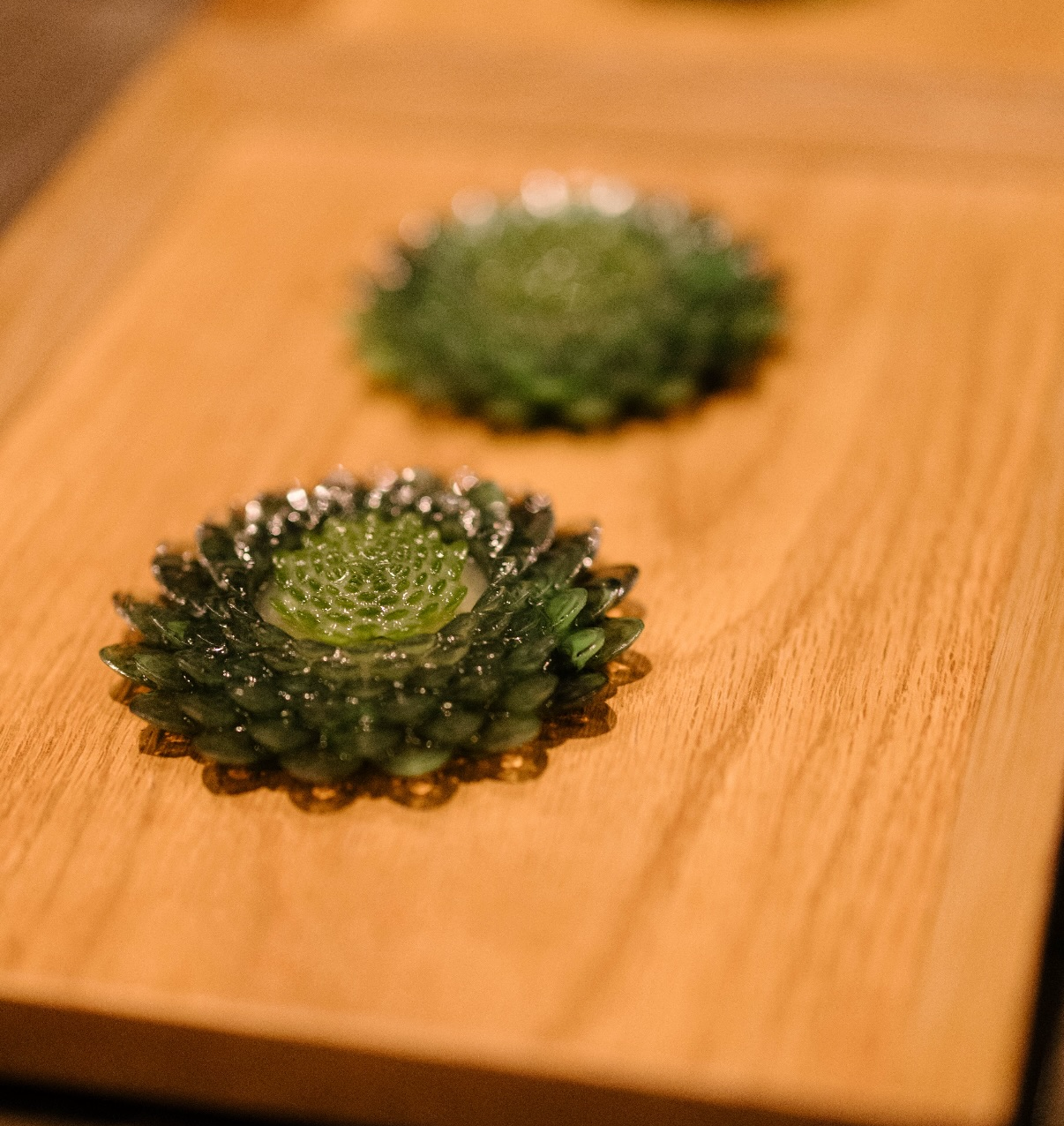 Alchemist michelin restauranten samarbejde med Wavesstudio kunst design tallerken med skovmærke mousse 